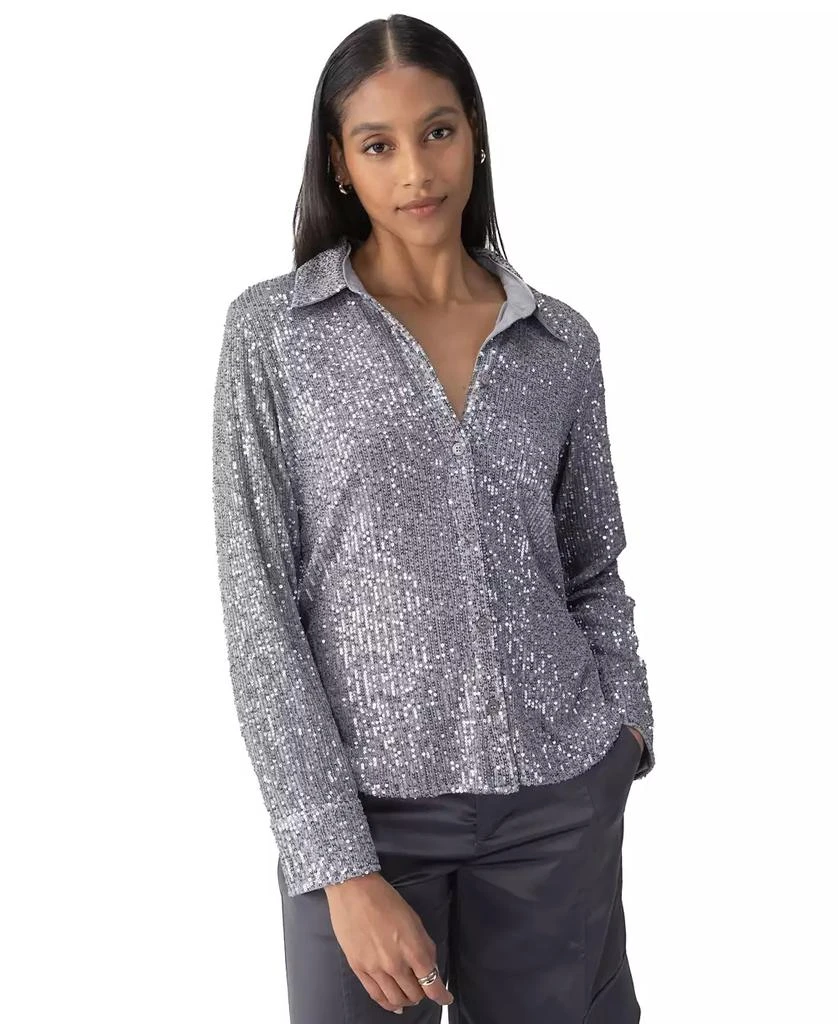 Sanctuary Women's Radiant Long-Sleeve Sequin Shirt 2