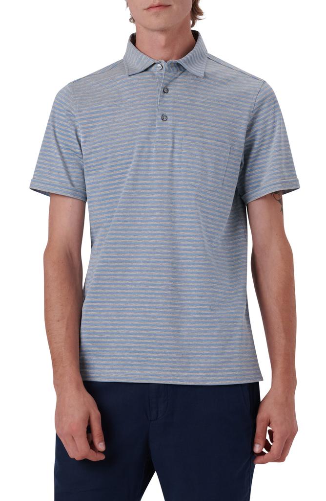 BUGATCHI Stripe Short Sleeve Cotton Polo