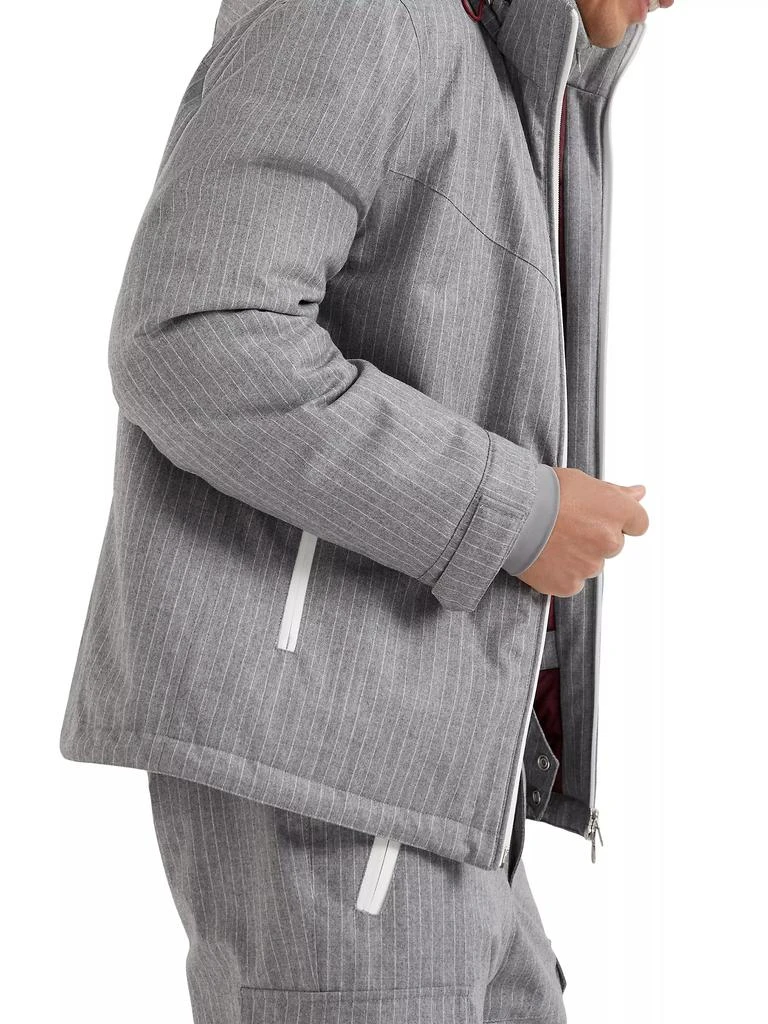 Brunello Cucinelli Bonded Narrow Chalk Stripe Virgin Wool Flannel Mountain Parka with Thermore Padding 5