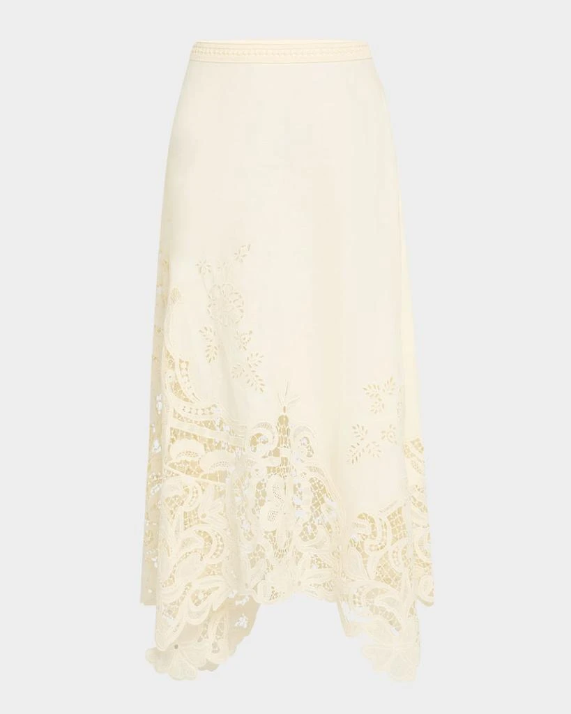Ulla Johnson Rae Lace Linen Midi Skirt 1