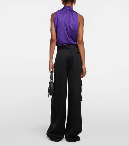 Versace High-rise wide-leg satin cargo pants 3