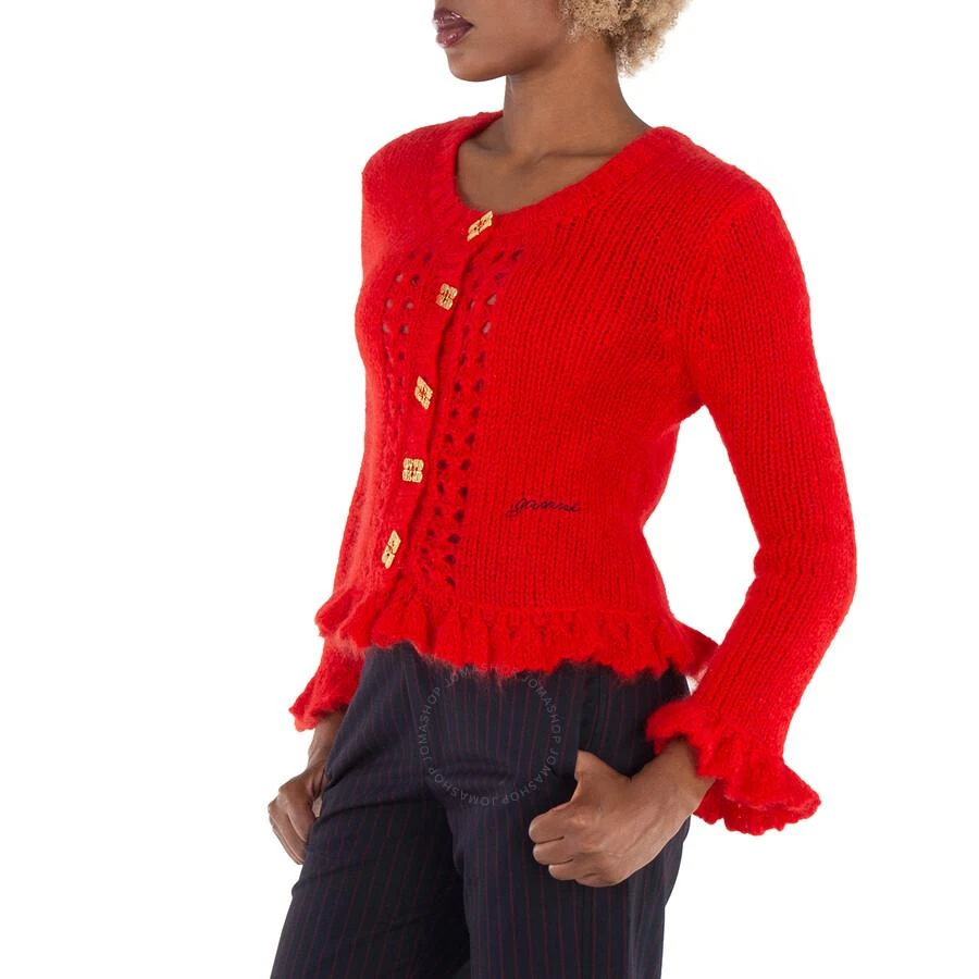 Ganni Ganni Ladies Racing Red Mohair Butterfly-Button Cardigan, Size Small 3