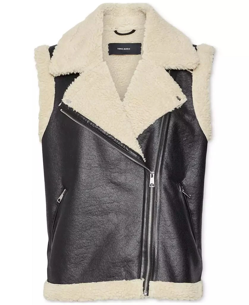 VERO MODA Women's Kay Faux-Leather Teddy-Line Jacket 1