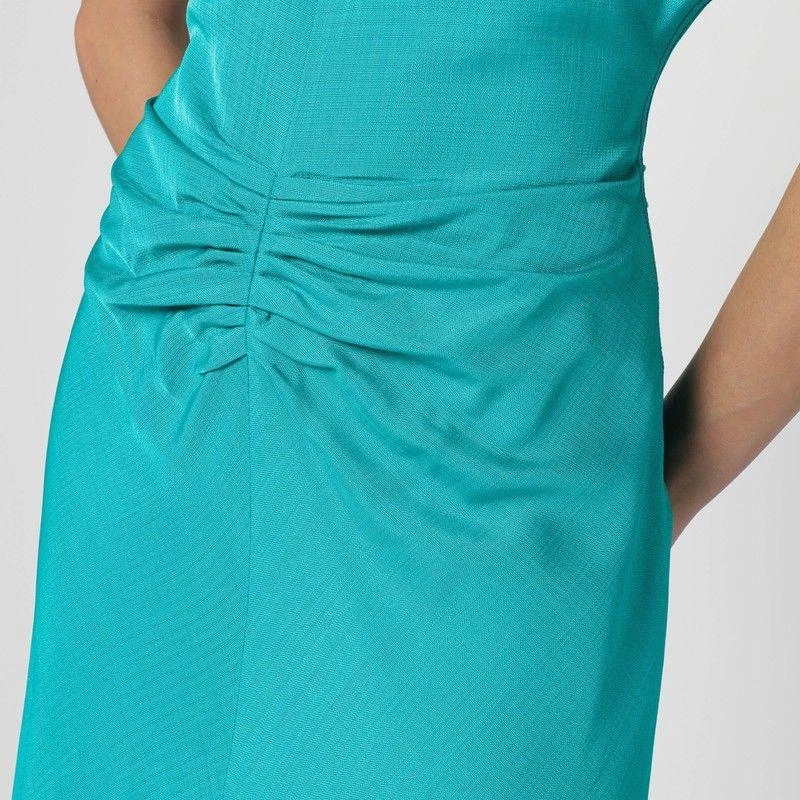 Victoria Beckham PEACOCK-COLOURED MIDI DRESS WITH RUFFLE 4