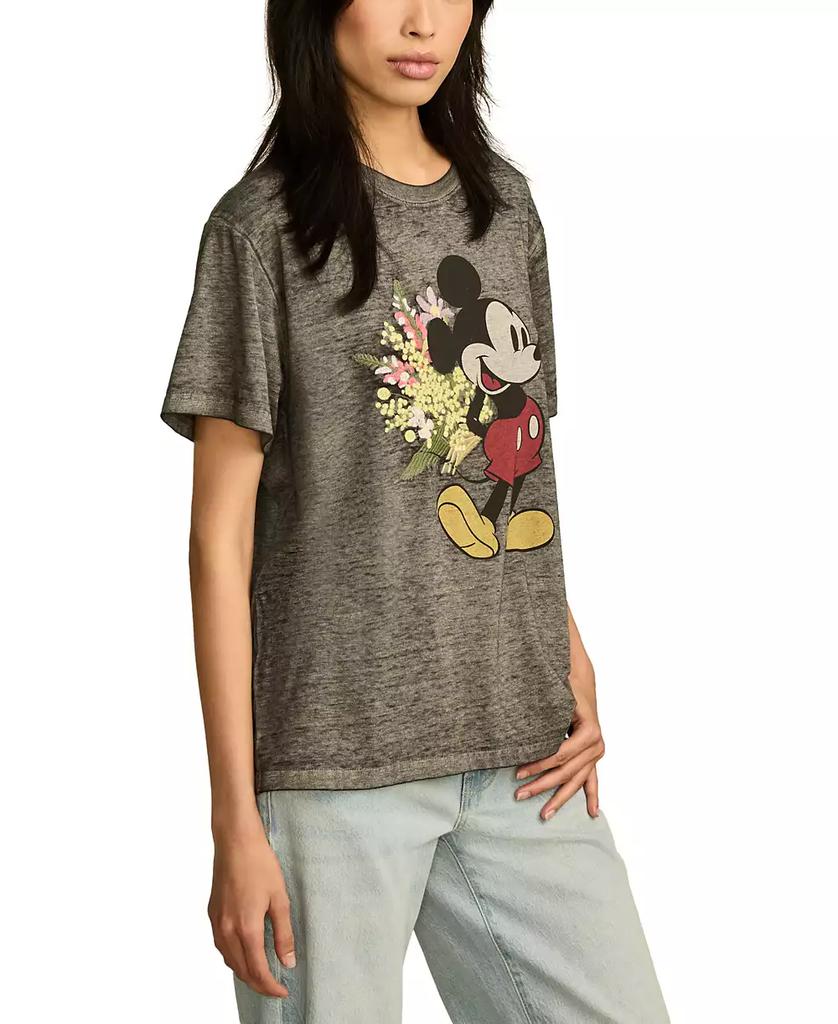 Lucky Brand Women's Cotton Mickey Flowers Crewneck Tee