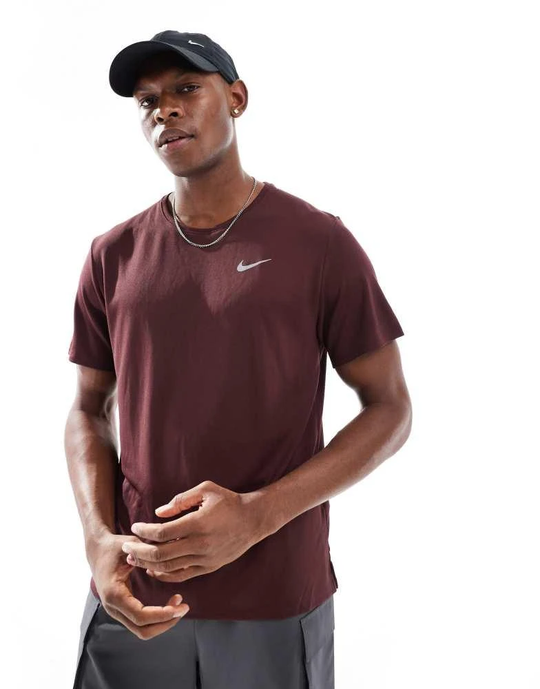 NIKE Nike Running Miler Dri-FIT t-shirt in burgundy 1