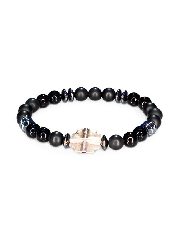 Jean Claude Dell Arte Sterling Silver, Onyx & Hematite Beaded Bracelet