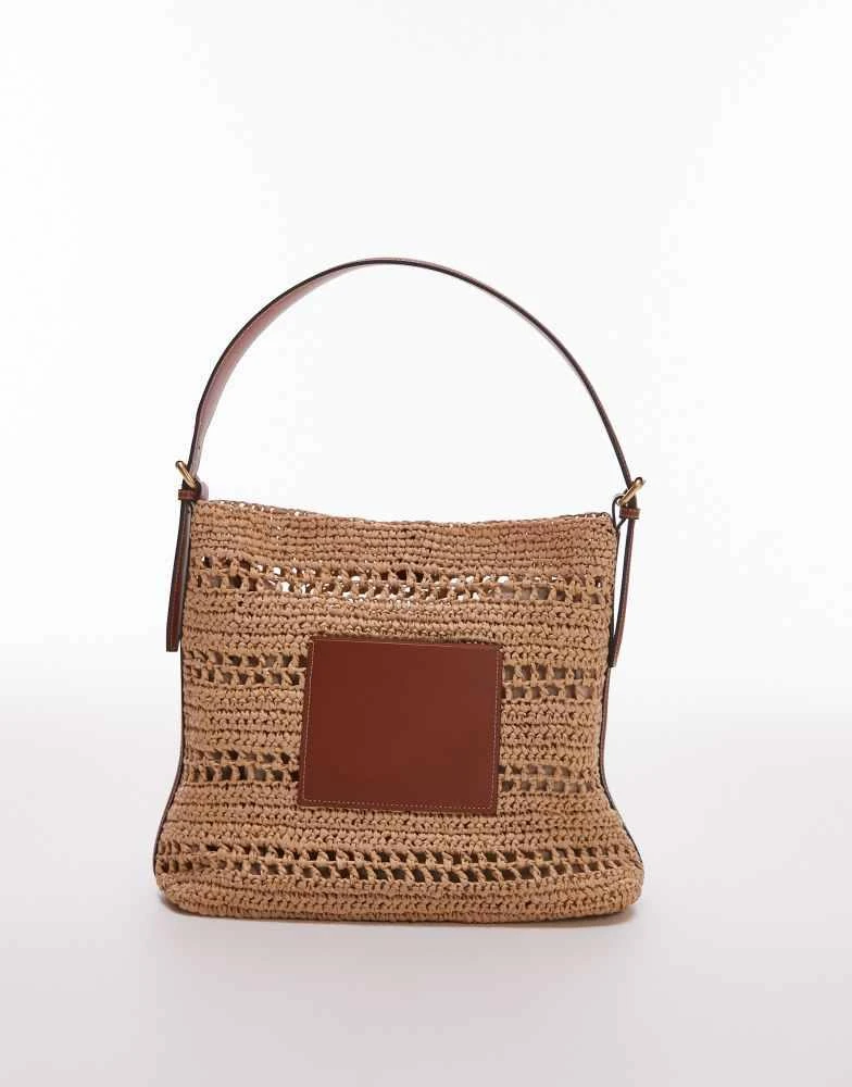 Mango Mango raffia lined tote bag in tan 2