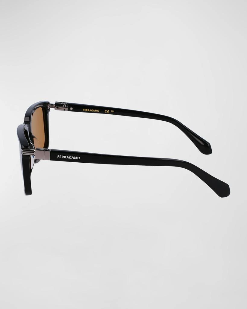 Salvatore Ferragamo Men's Gancini Evolution Acetate Rectangle Sunglasses 4
