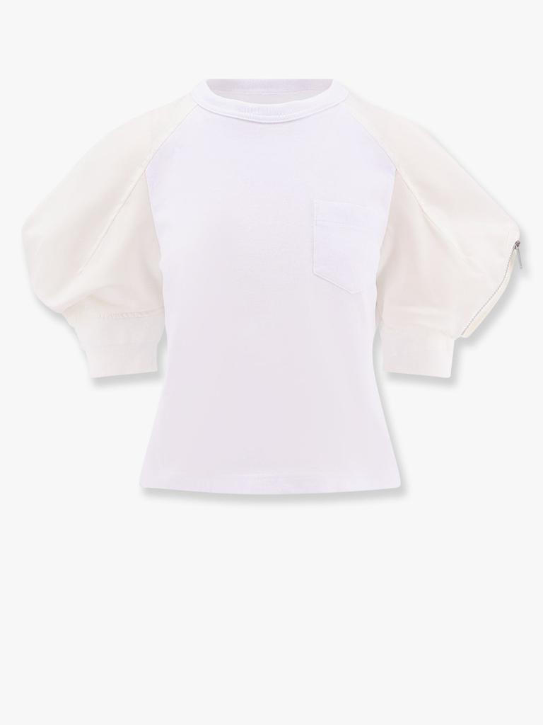 Sacai Cotton t-shirt with nylon short sleeve