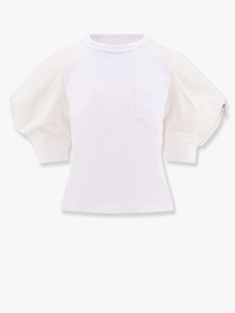 Sacai Cotton t-shirt with nylon short sleeve 1
