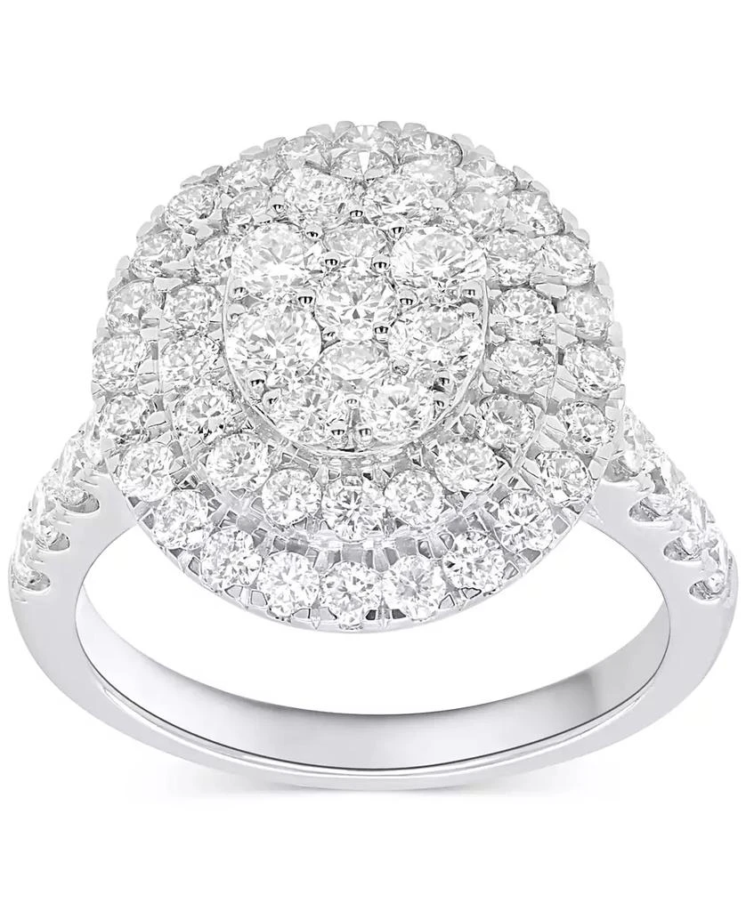 Forever Grown Diamonds Lab-Grown Diamond Halo Cluster Ring (2 ct. t.w.) in Sterling Silver or 14K Gold-Plated Sterling Silver 1