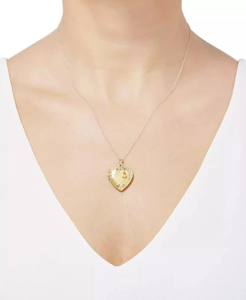 Italian Gold Engraved Heart Locket 18" Pendant Necklace in 10k Gold 4