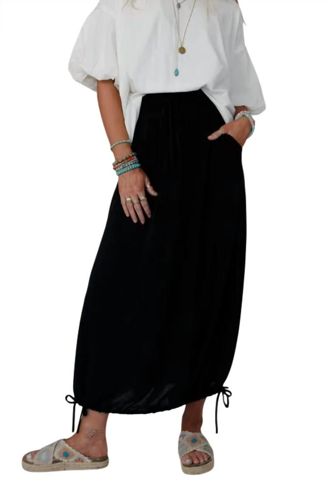three bird nest All In Drawstring Maxi Skirt In Jet Black 2