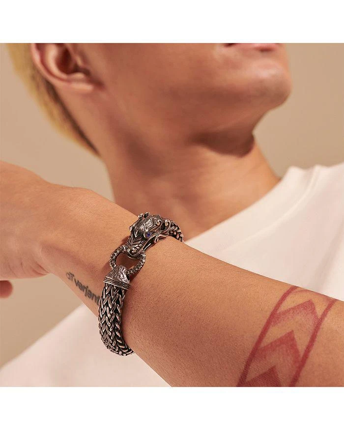 John Hardy Reticulated Silver Legends Naga Blue Sapphire Hammered Chain Bracelet 2