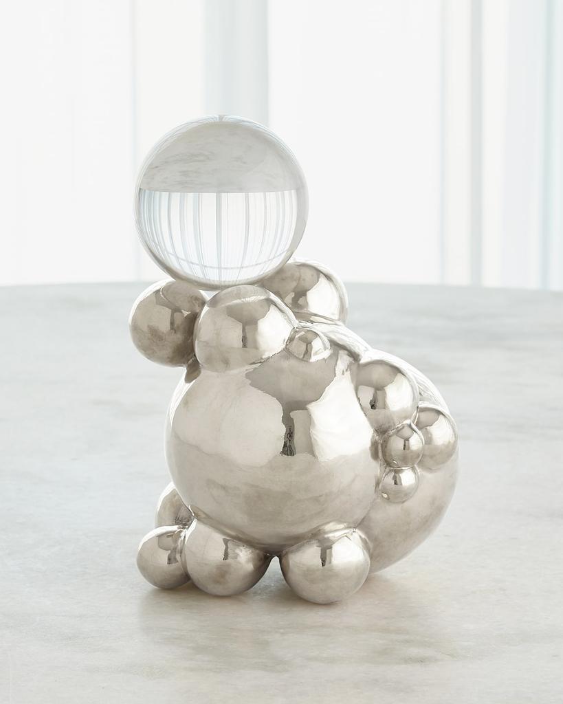Global Views Large Bubble Orb Holder with Crystal Orb, 11"