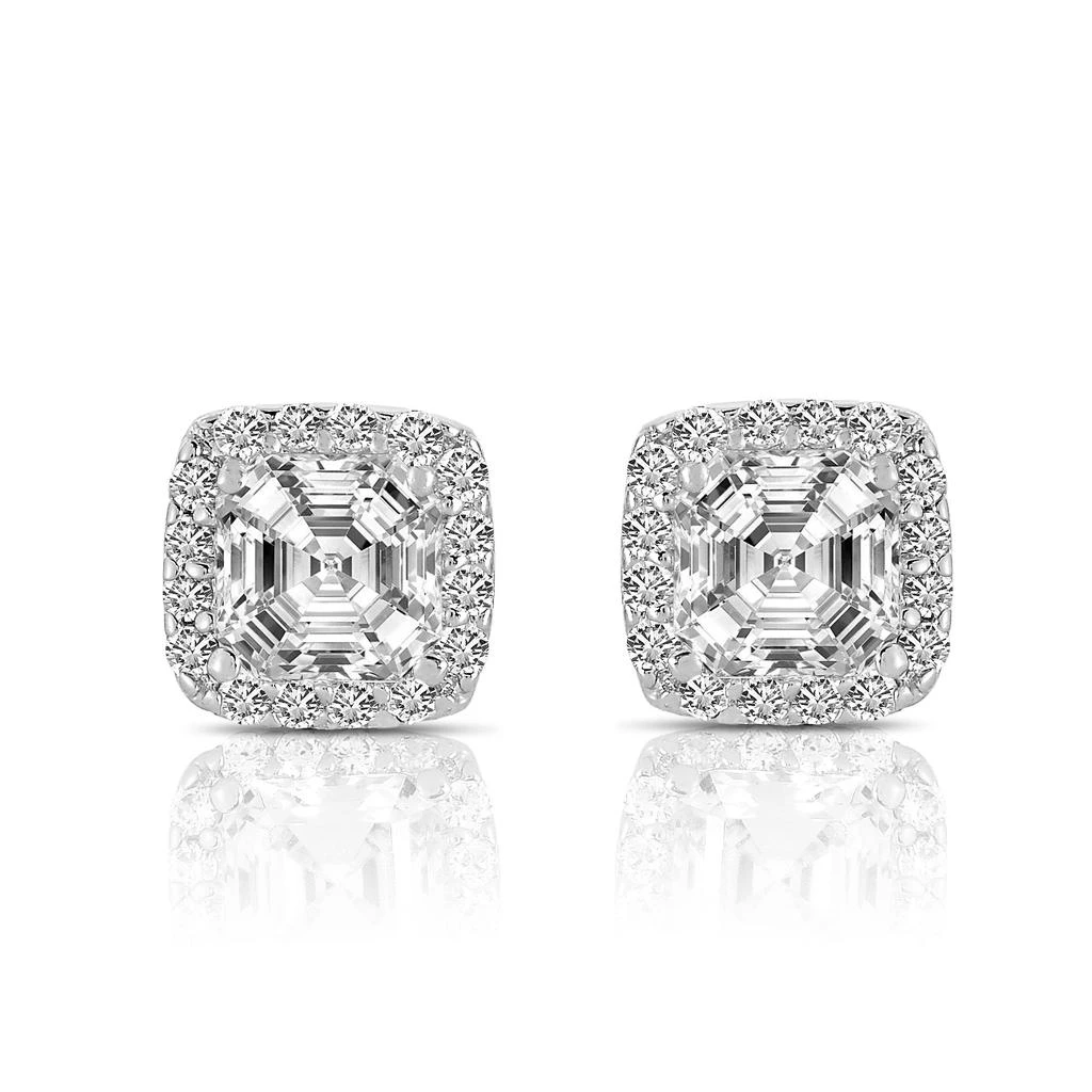 Genevive GENEVIVE Sterling Silver Rhodium Plated Square Stud Earrings