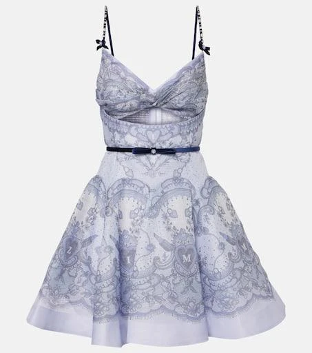 knee length dresses for ladies ZIMMERMANN Mini Crush Lace Billow Dress PINK