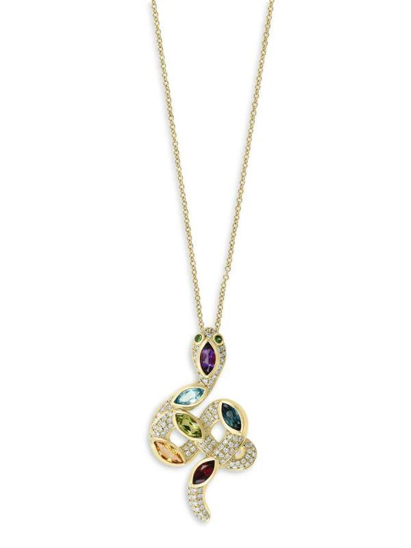 Effy 14K Yellow Gold
Multi-Stone Snake Pendant Necklace 1
