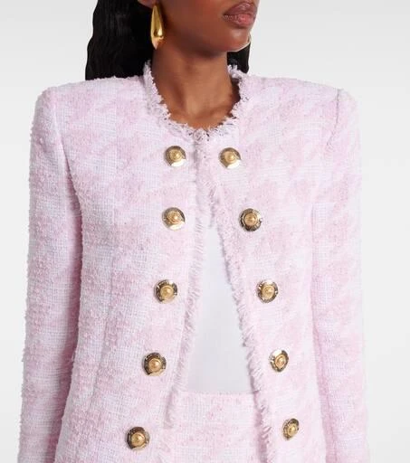 Balmain Houndstooth cotton-blend tweed jacket 4