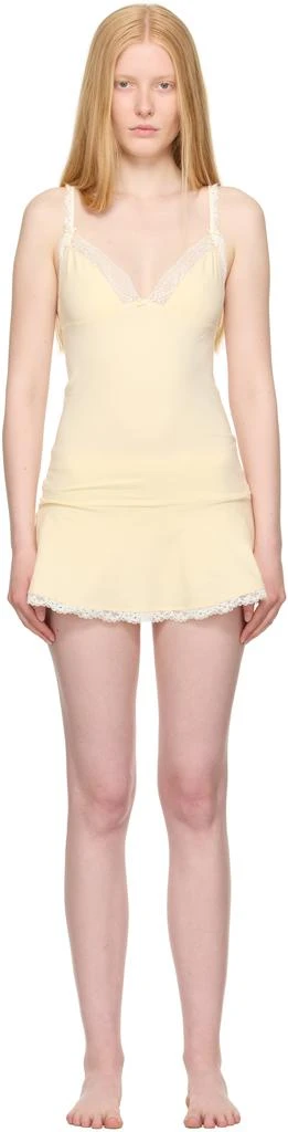 SKIMS Yellow Cotton Jersey Lace Slip Dress 1