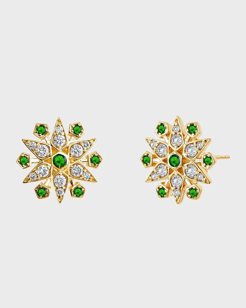 Syna 18K Yellow Gold Cosmic Starburst Earrings with Gemstones and Diamonds 1