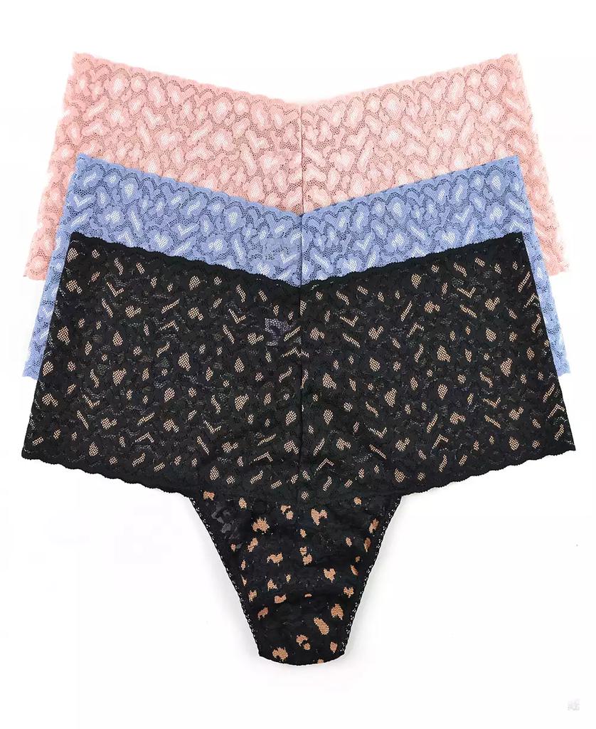 Hanky Panky Women's Cross-dyed Leopard Retro Thong Panty 3 pack