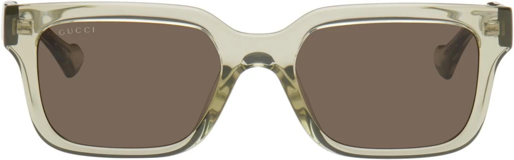 Gucci Green Rectangular Frame Sunglasses 1
