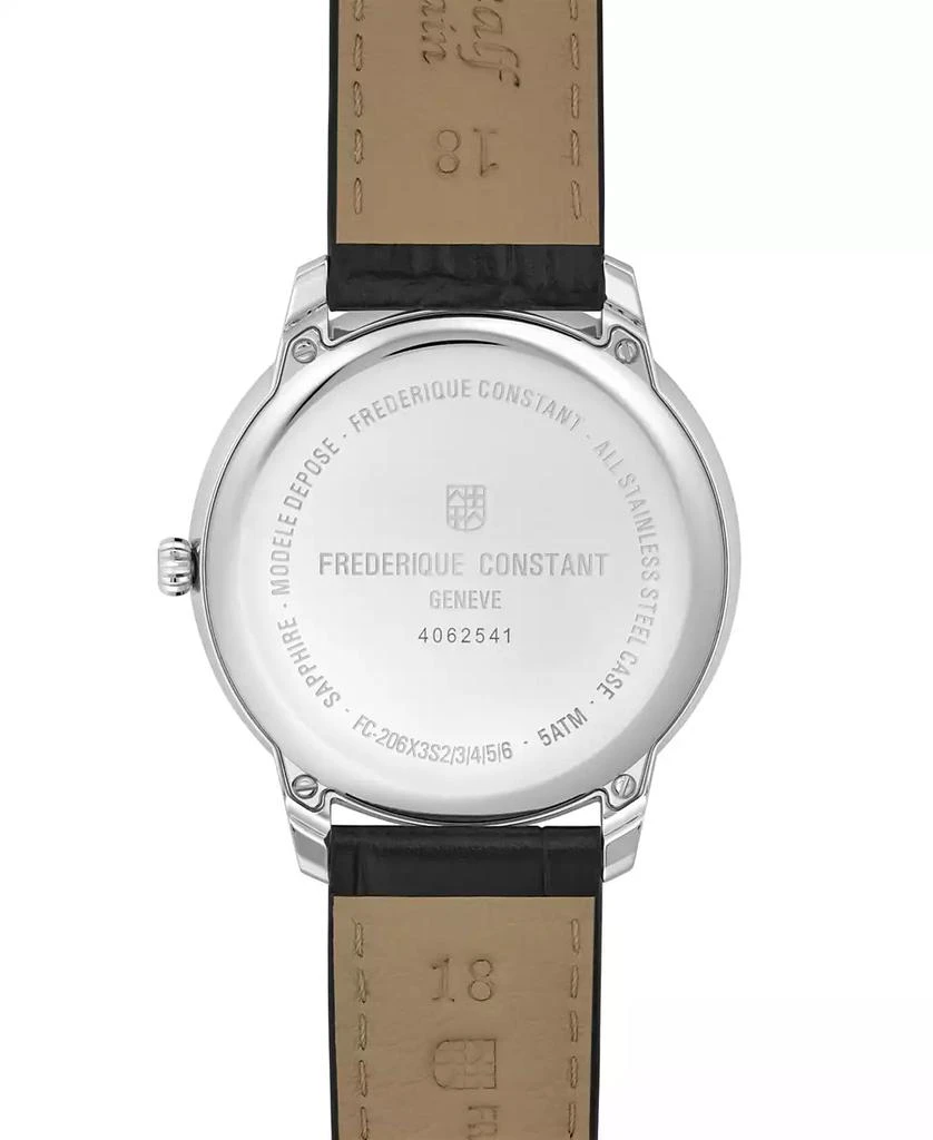Frederique Constant Men's Swiss Moneta Moonphase Black Leather Strap Watch 37mm 3