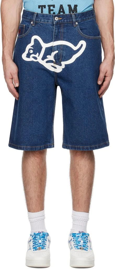 Icecream Blue Running Puppy Denim Shorts 1