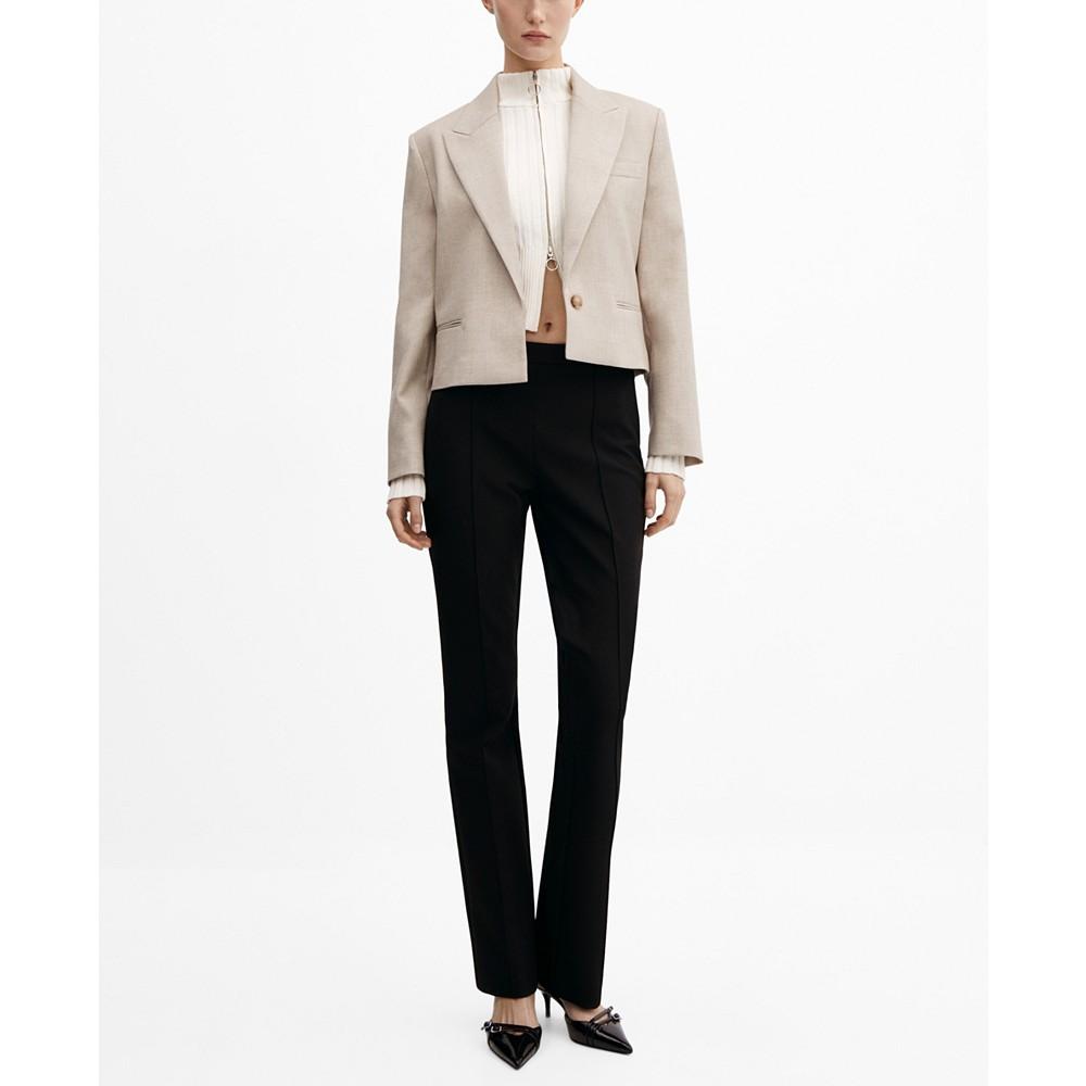 MANGO Women's Button Detail Cropped Blazer