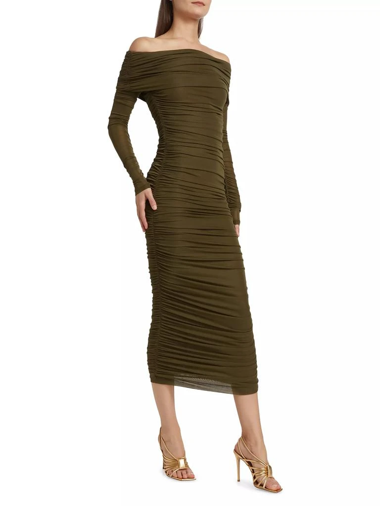 Ronny Kobo Varonica Ruched Off-The-Shoulder Midi-Dress 2