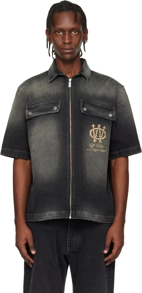 Off-White Black Zip Bowling Denim Shirt