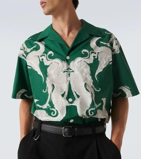 Valentino Printed cotton poplin bowling shirt 5