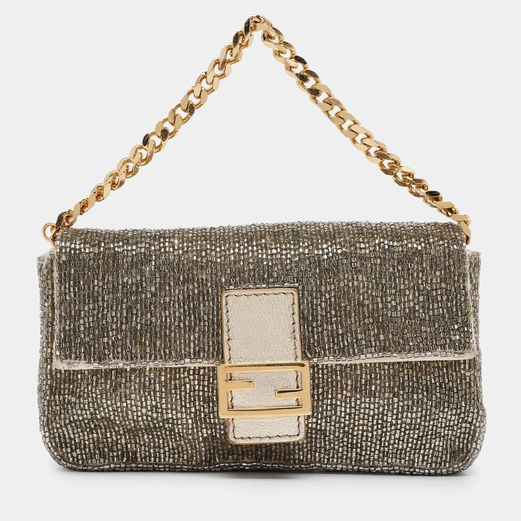 Fendi Fendi Metallic Beaded Micro Baguette Bag 1