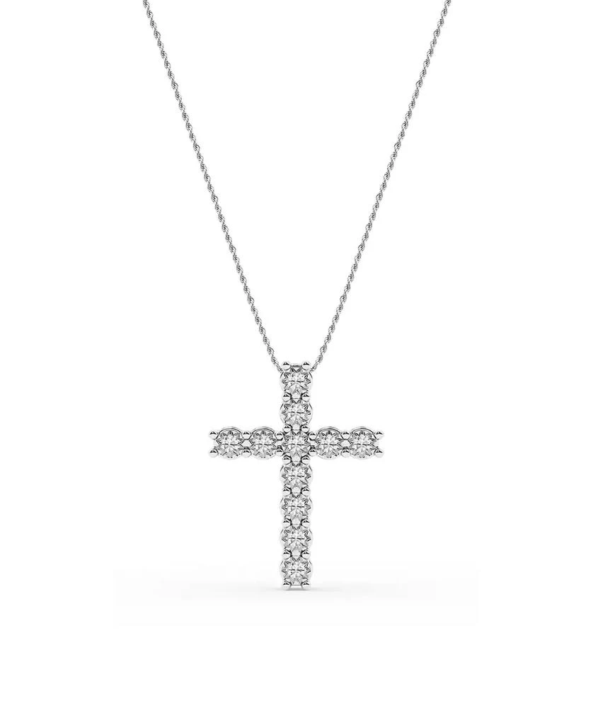 Macy's Diamond Cross Pendant Necklace (1/4 ct. t.w.) in Sterling Silver