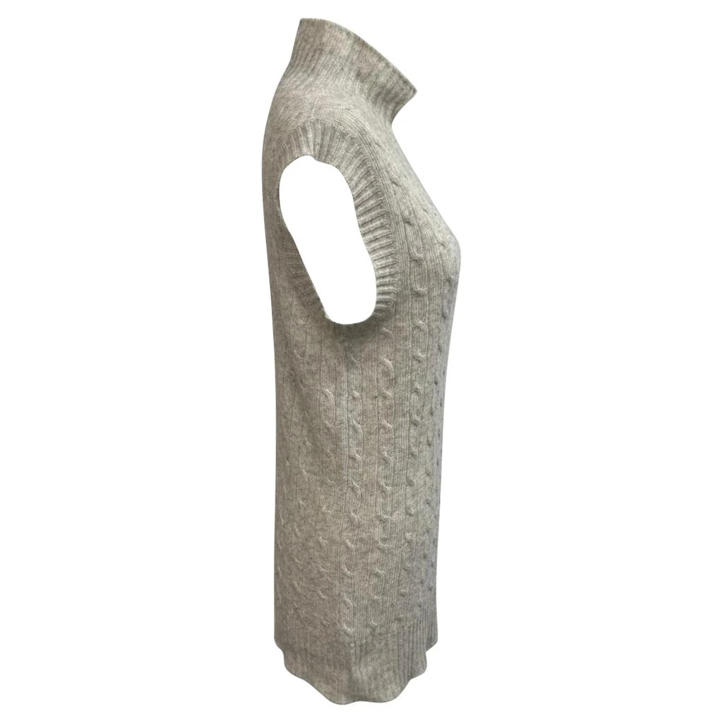 Burberry London Cable-Knit Roll Neck Vest Sweater in Grey Wool 2