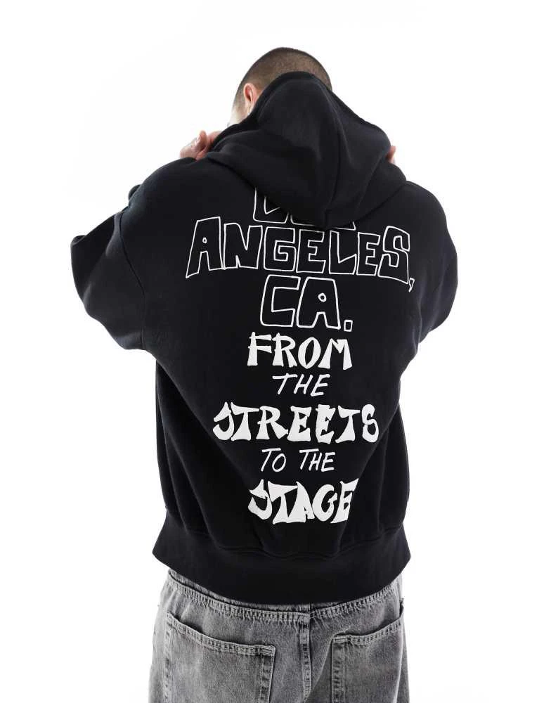 Bershka Bershka Los Angeles printed hoodie in black 3