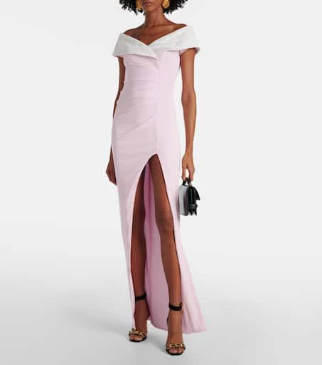 Balmain Draped off-shoulder jersey gown 2