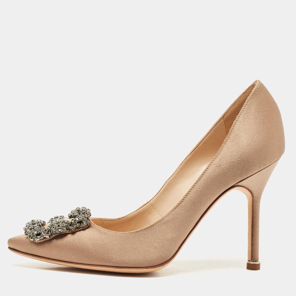 Manolo Blahnik Manolo Blahnik Bronze Satin Hangisi Pumps Size 35.5