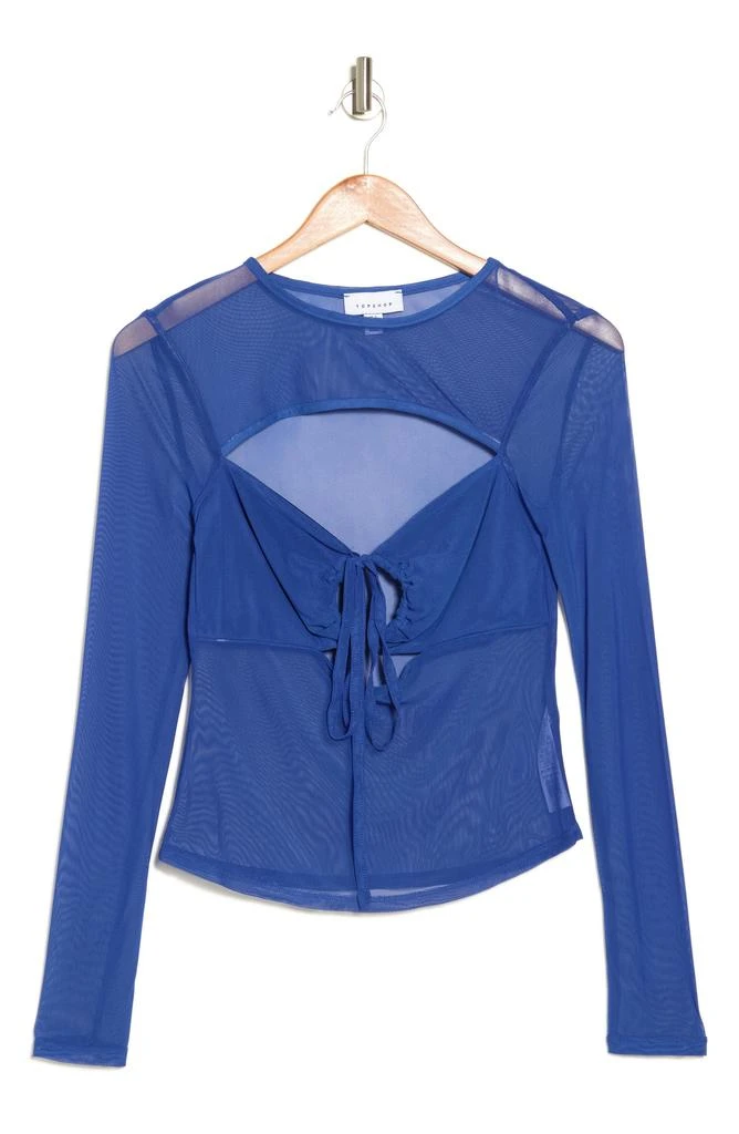 Topshop Cutout Detail Long Sleeve Mesh Top 3