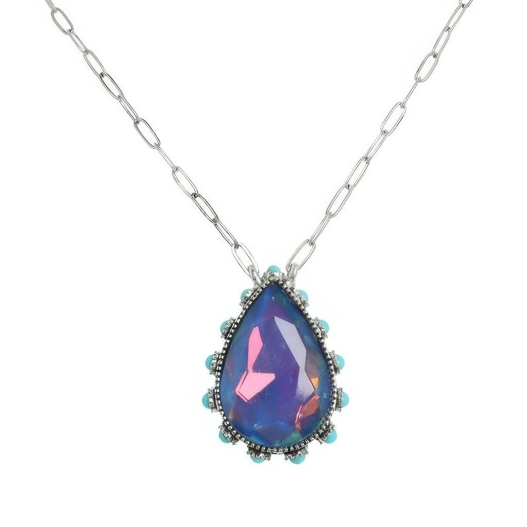 TRUEDAMES Western Teardrop Cut Gemstone Turquoise Necklace