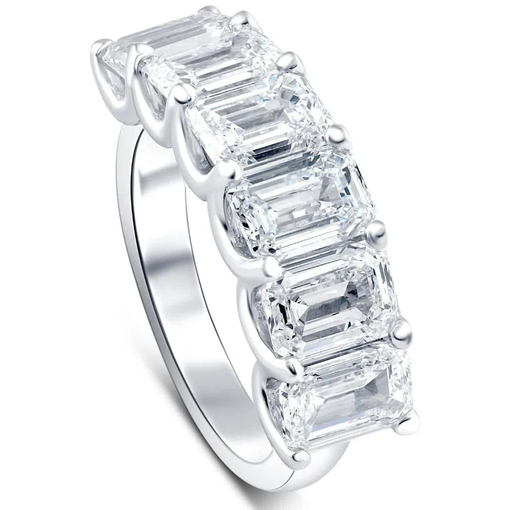 Pompeii3 6Ct TW Emerald Cut Diamond Ring U Prong Lab Grown 14k White Yellow or Rose Gold 3