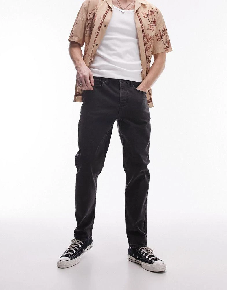 Topman Topman taper jeans in washed black 1