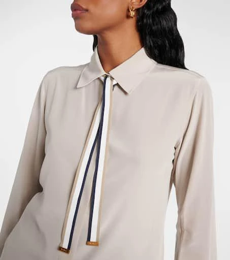Max Mara Apollo bow-detail silk crêpe blouse 4
