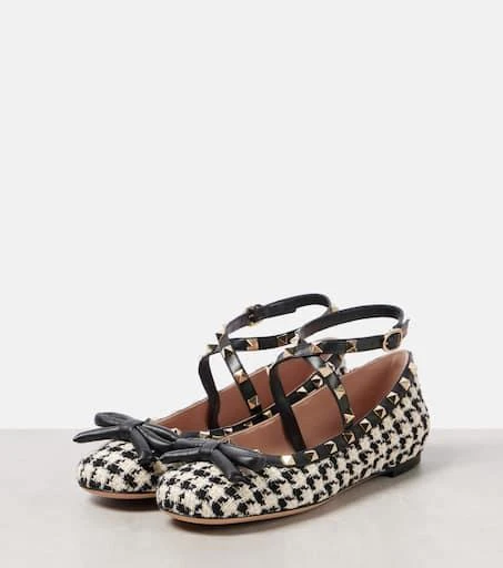 Valentino Rockstud bouclé ballet flats 4