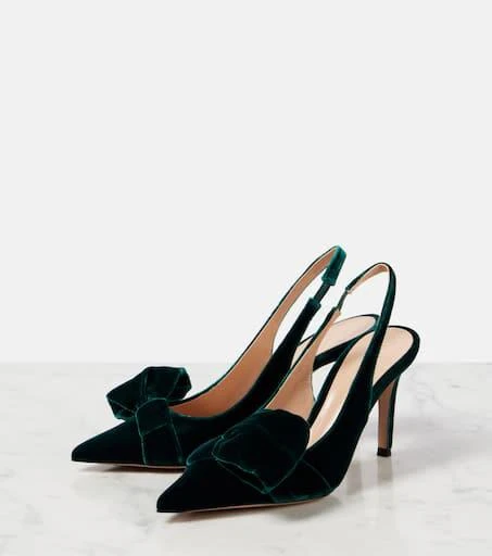 Gianvito Rossi 85 bow-detail velvet slingback pumps 4