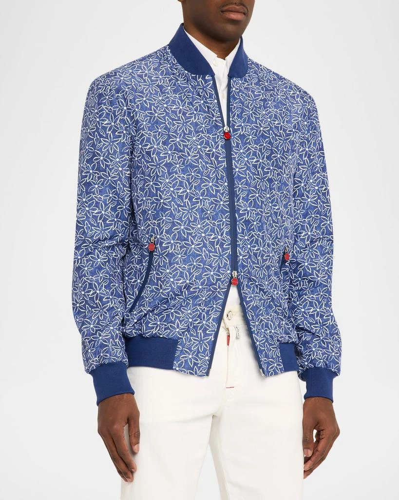 Kiton Men
s Floral Print Ribbed-Trim Blouson 4
