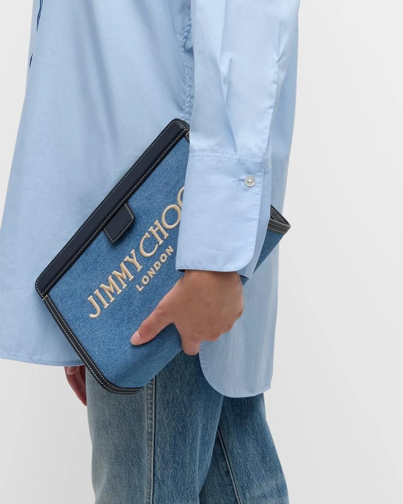 Jimmy Choo Avenue Denim Pouch Clutch Bag 4