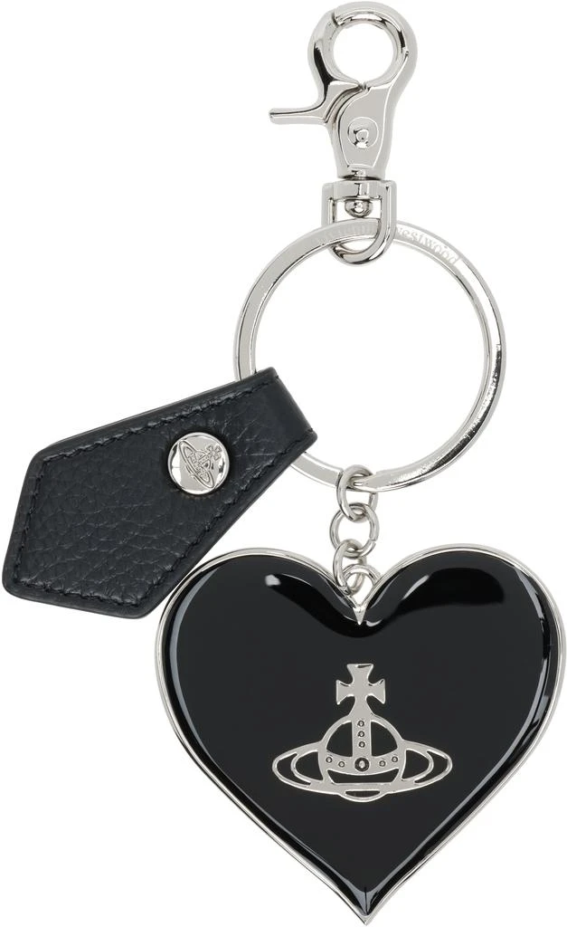 Vivienne Westwood Black Mirror Heart Orb Keychain
